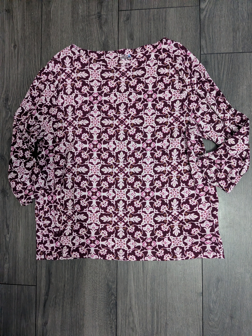 croft & barrow Pink and Burgundy Long Sleeve Patterned Top